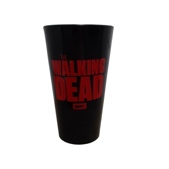 The Walking Dead AMC Pint Glass Daryl Dixon Blood Splatter 16oz Black Glass 2015 - Picture 2 of 3